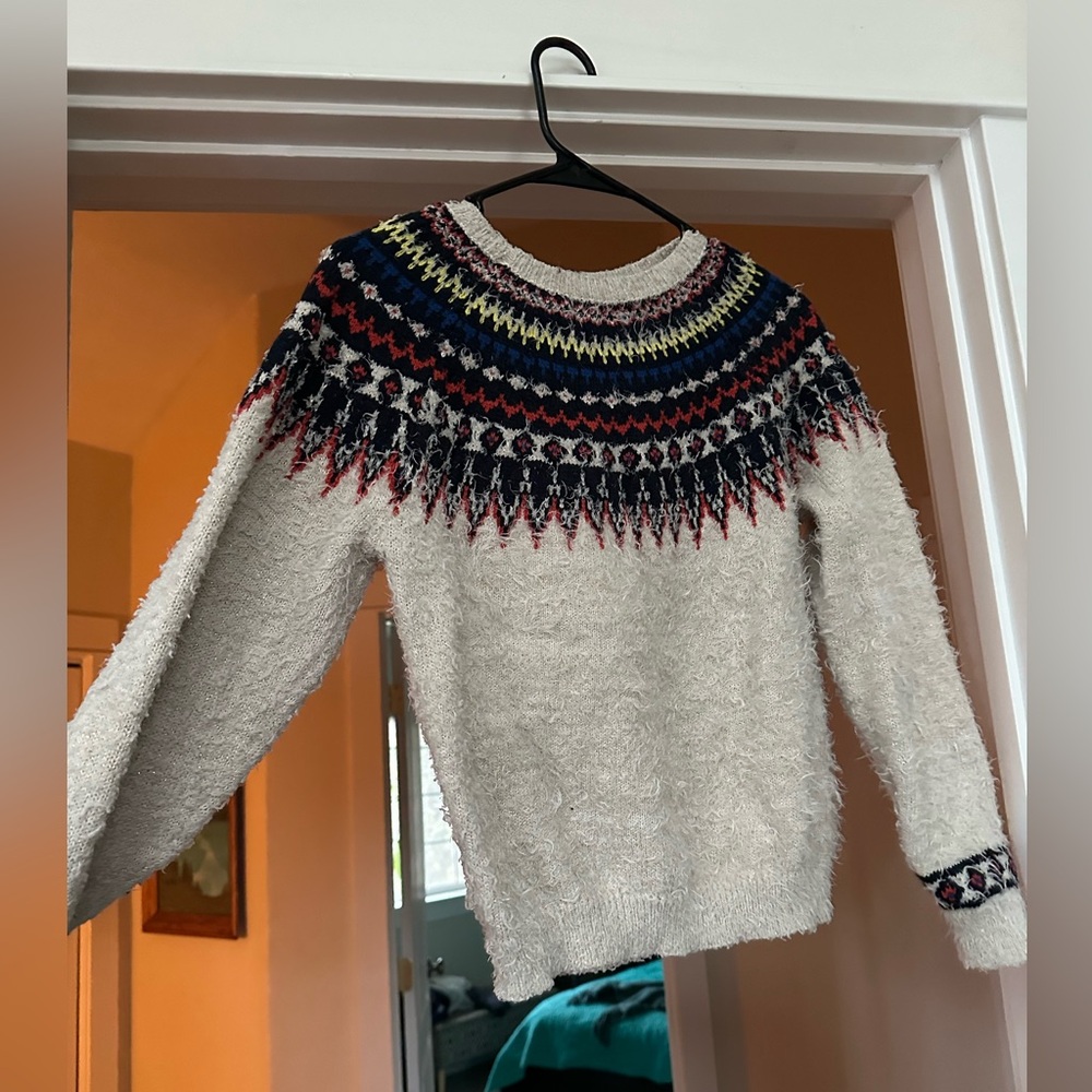 Compañia Fantastica Fair Isle Fuzzy Does it Eyelash Crew Sweater